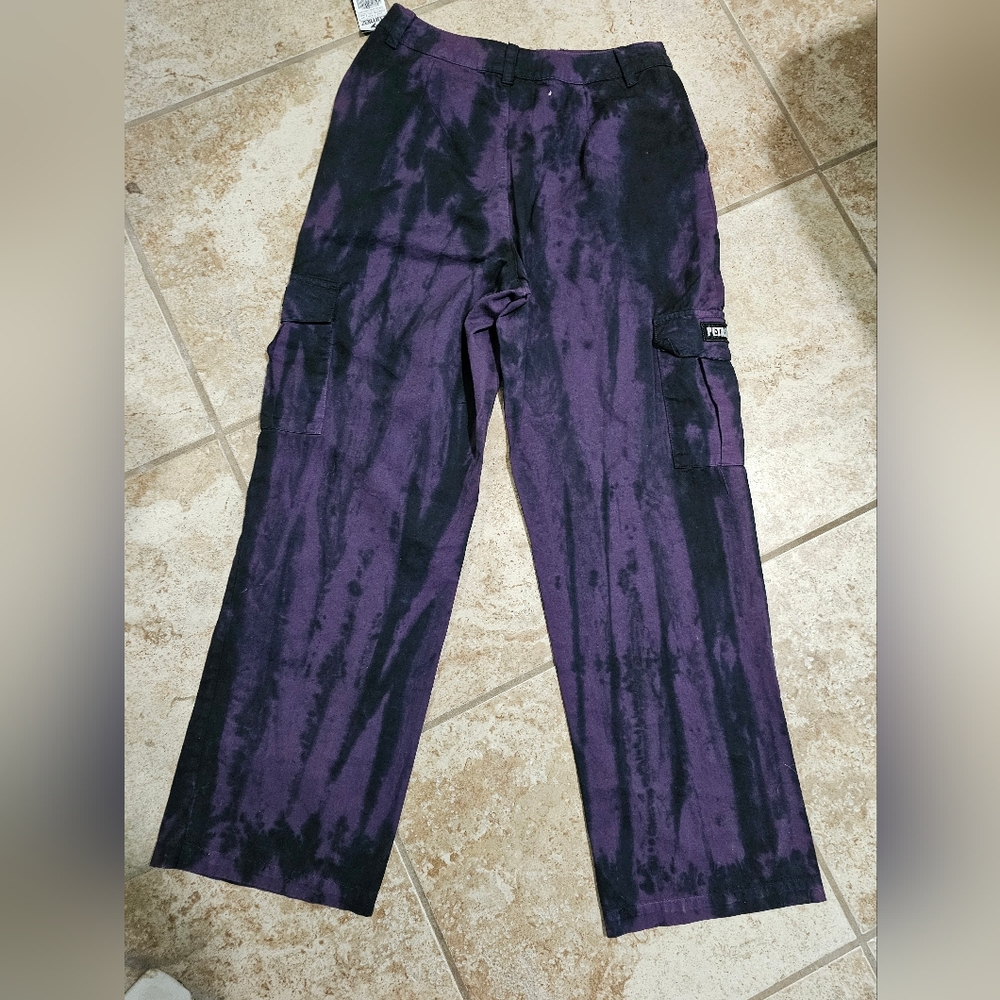 Petals Womens Size 7 Cargo Pants Purple Black Tie Dye Trousers Pristine Y2K Rave - Picture 6 of 6